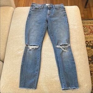 Mother Jeans High Waisted Looker Ankle Fray Distressed